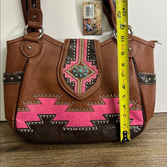 Montana West Brown & Pink Western Studded Tote Handbag NWT - Picture 14 of 16